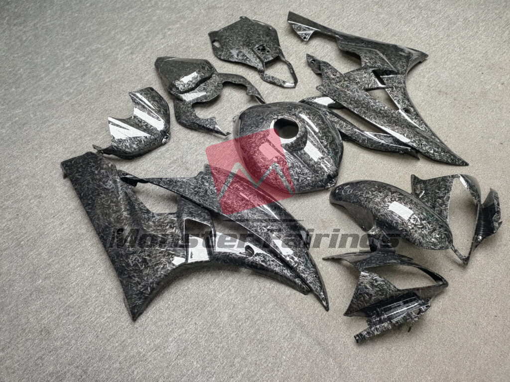 Yamaha R6 custom ABS fairings 2006 - 2007 in Gloss Forged Carbon Fiber Style - durable replacement kit, Monster Fairings
