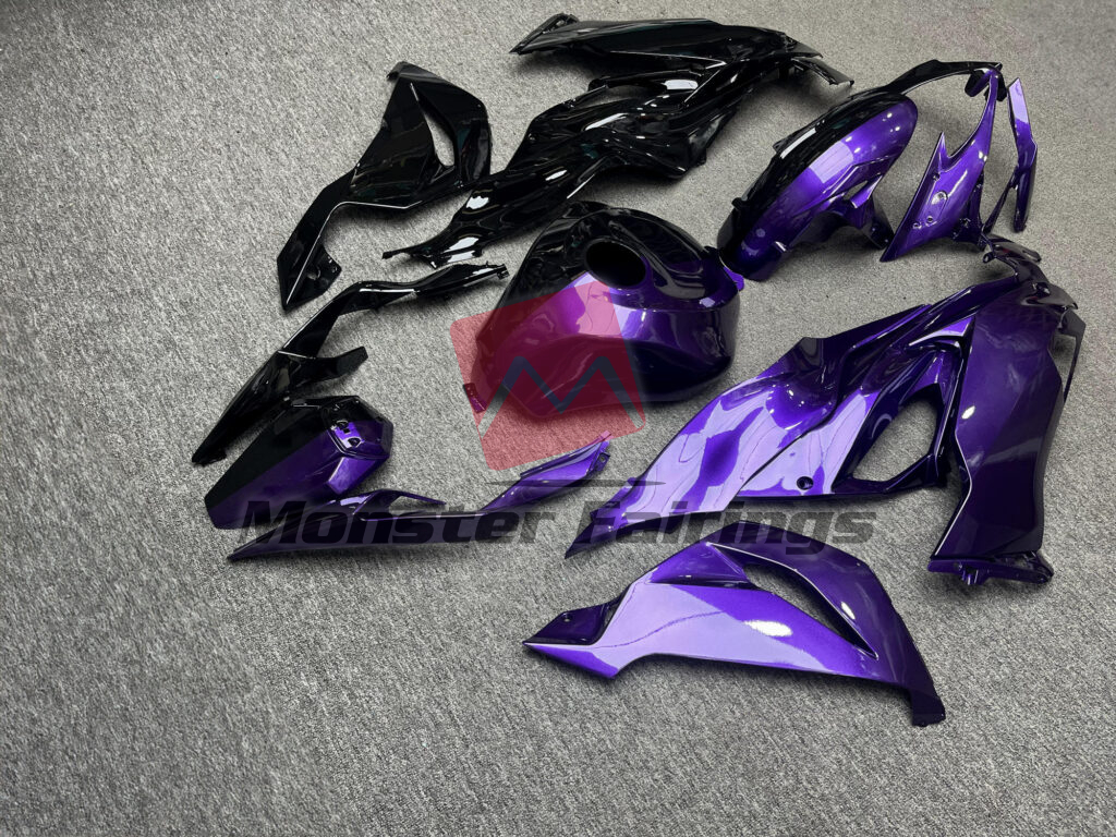 Monster Fairings ABS fairing kit for Kawasaki ZX6R 2019 - 2023 - Gloss Purple & Black Split, precise OEM fit