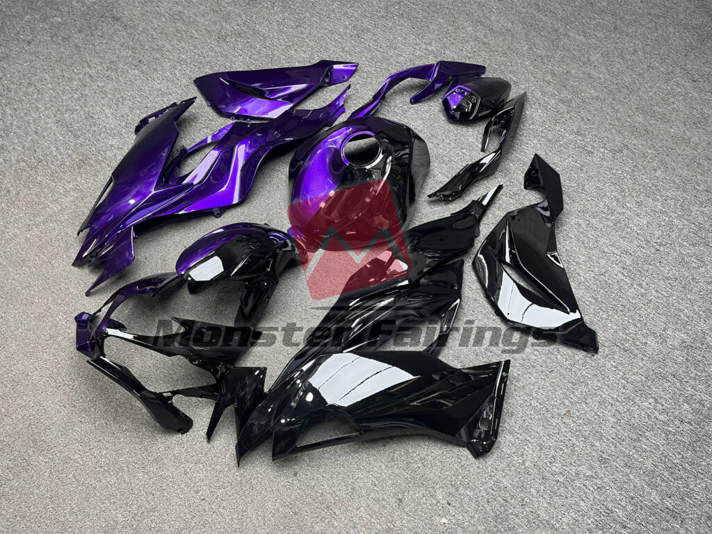 Kawasaki ZX6R custom ABS fairings 2019 - 2023 in Gloss Purple & Black Split - durable replacement kit, Monster Fairings