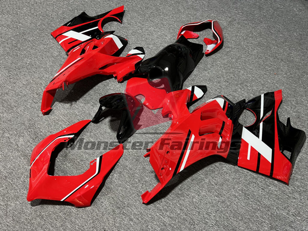 Gloss Red & Black With White ABS fairings for Ducati Panigale V4/V4S 2020 - 2021 - premium OEM fit kit by Monster Fairings