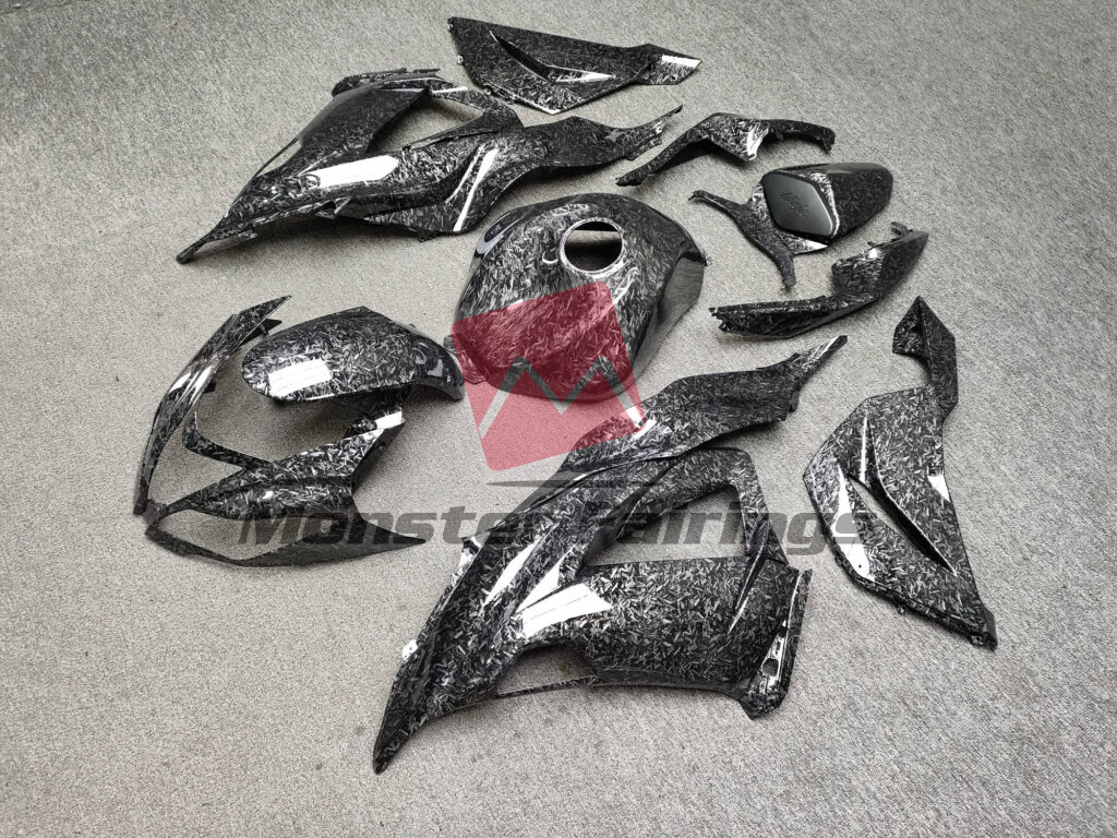 Kawasaki ZX6R custom ABS fairings 2013 - 2018 in Gloss Forged Carbon Fiber Style - durable replacement kit, Monster Fairings