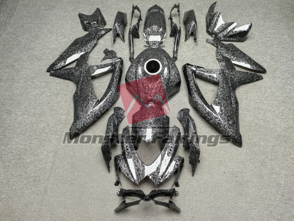 Suzuki GSXR 600 - 750 2008 - 2010 Gloss Forged Carbon Fiber Style ABS fairings - custom motorcycle bodywork kit by Monster Fairings