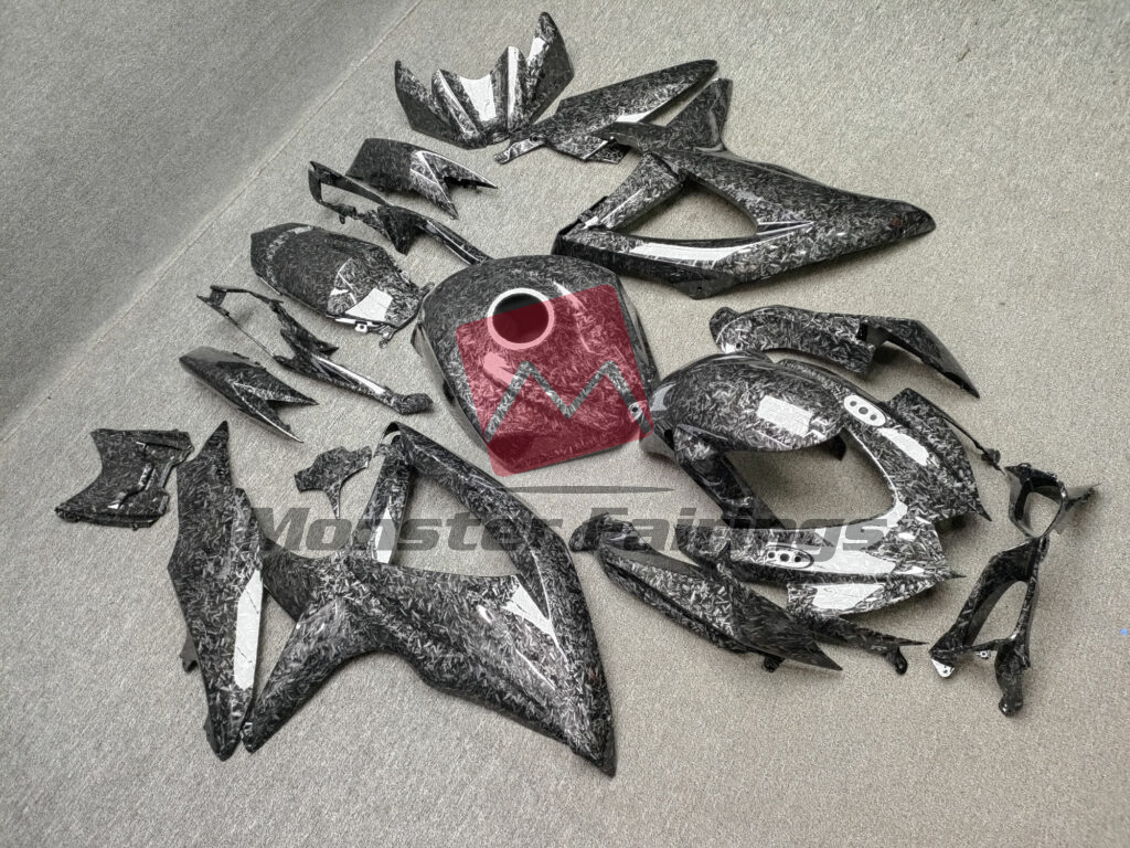 Gloss Forged Carbon Fiber Style ABS fairings for Suzuki GSXR 600 - 750 2008 - 2010 - premium OEM fit kit by Monster Fairings