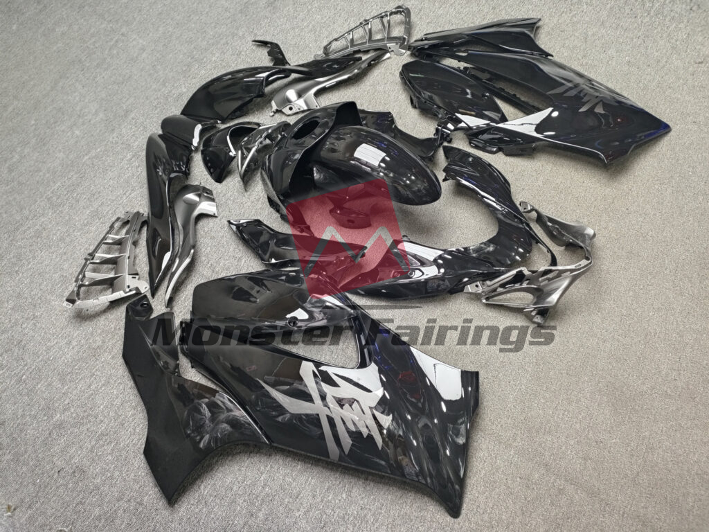 Suzuki GSXR 1300 custom ABS fairings 2021 - 2025 in Gloss Black & Dark Gray - durable replacement kit, Monster Fairings