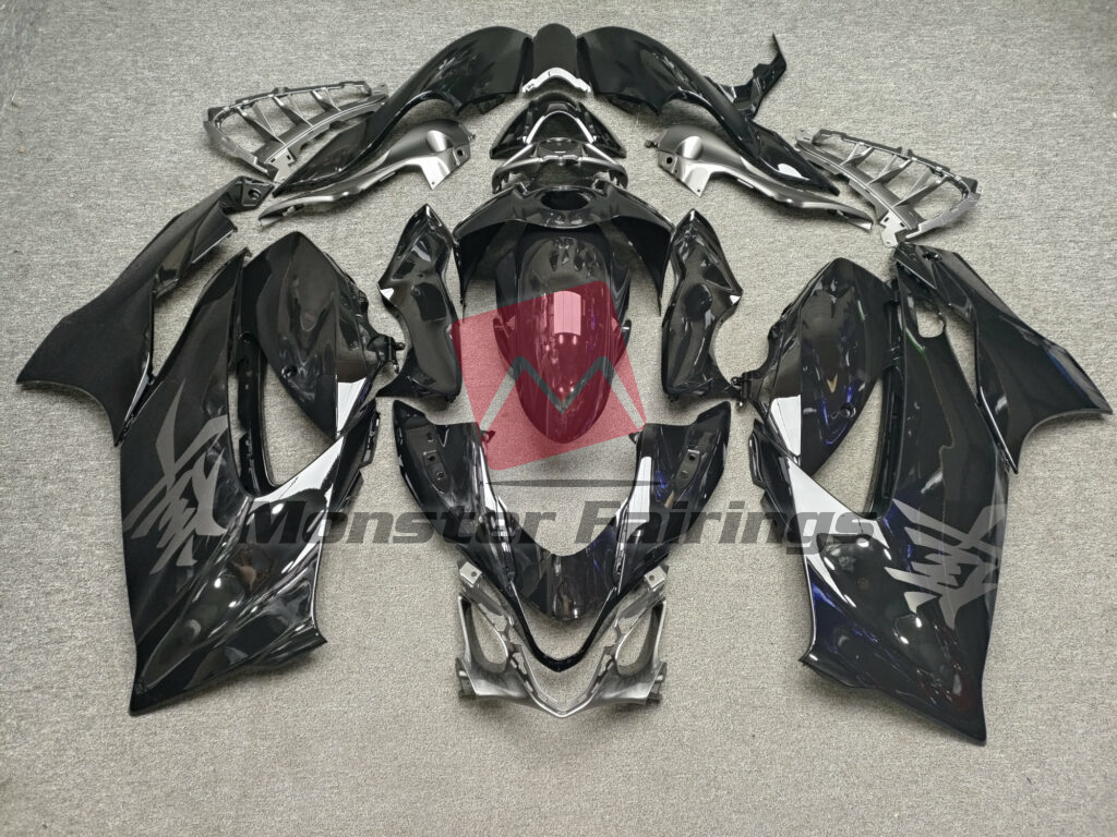 Suzuki GSXR 1300 2021 - 2025 Gloss Black & Dark Gray ABS fairings - custom motorcycle bodywork kit by Monster Fairings
