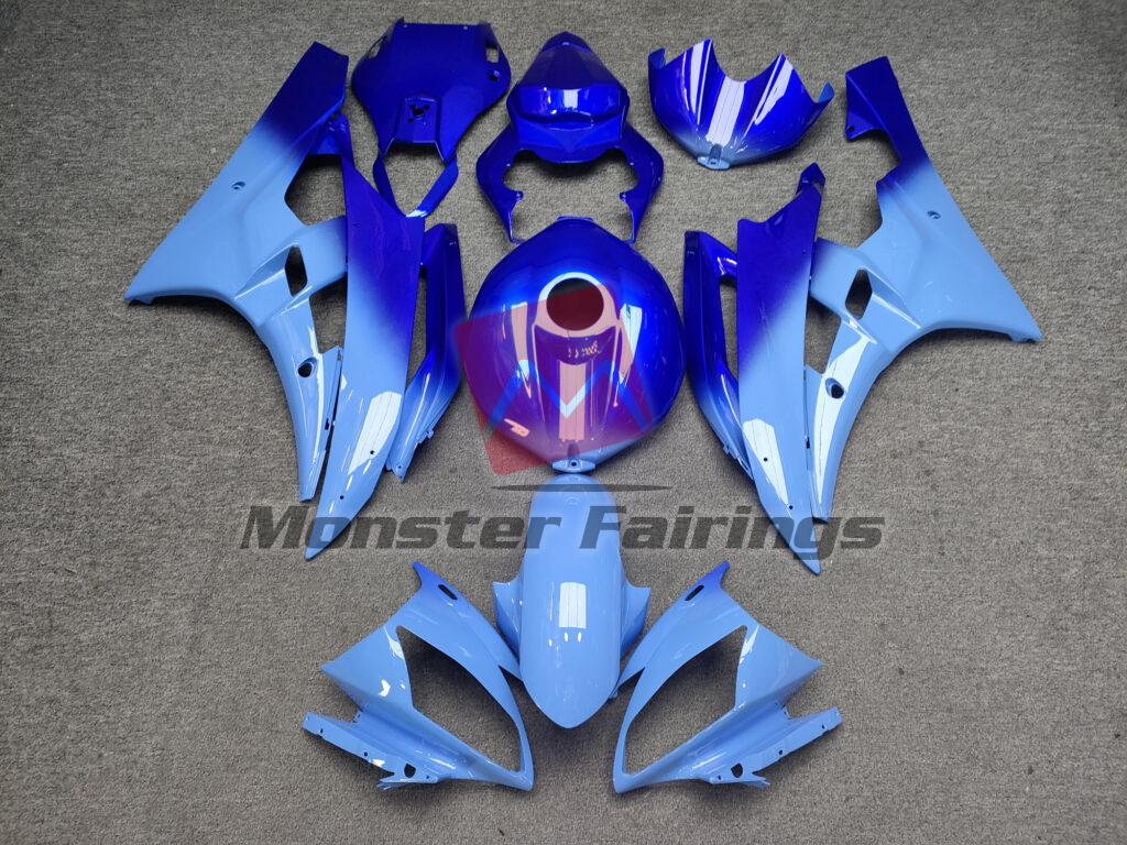 Yamaha R6 2006 - 2007 Gloss Blue Gradient ABS fairings - custom motorcycle bodywork kit by Monster Fairings