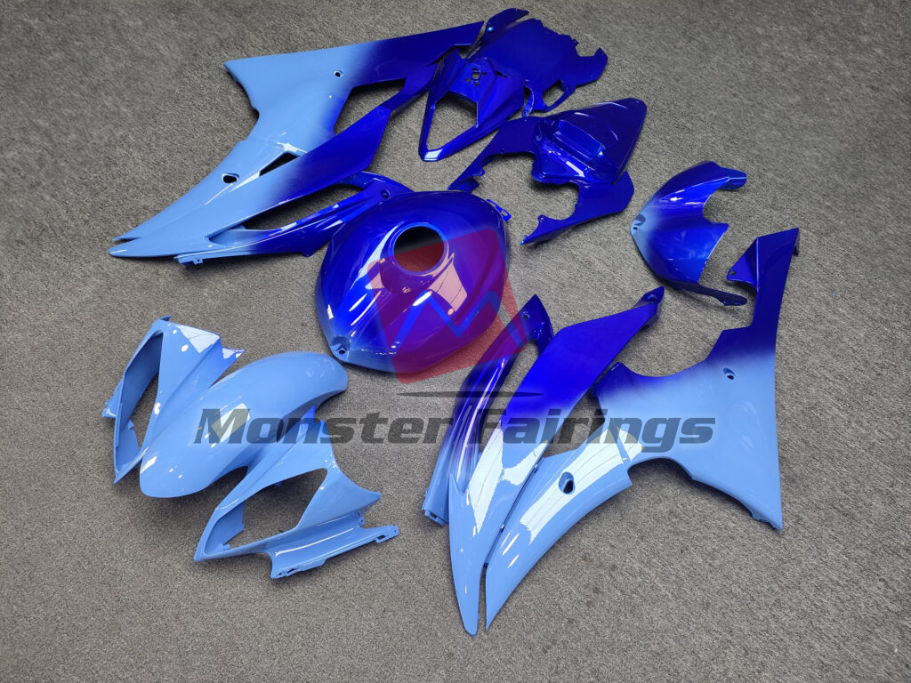Yamaha R6 custom ABS fairings 2008 - 2016 in Gloss Blue Gradient - durable replacement kit, Monster Fairings
