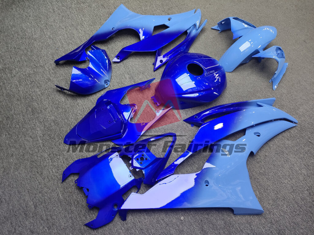 2008 - 2016 Yamaha R6 Gloss Blue Gradient fairing set - ABS injection, custom painted by Monster Fairings