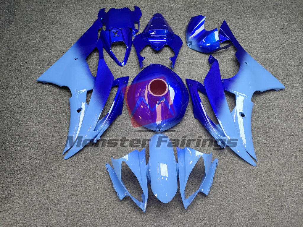 Yamaha R6 2008 - 2016 Gloss Blue Gradient ABS fairings - custom motorcycle bodywork kit by Monster Fairings