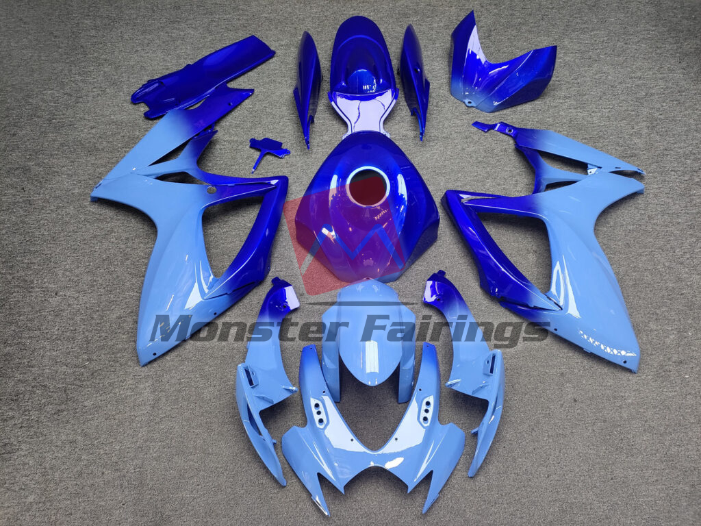 Suzuki GSXR 600 - 750 2006 - 2007 Gloss Blue Gradient ABS fairings - custom motorcycle bodywork kit by Monster Fairings