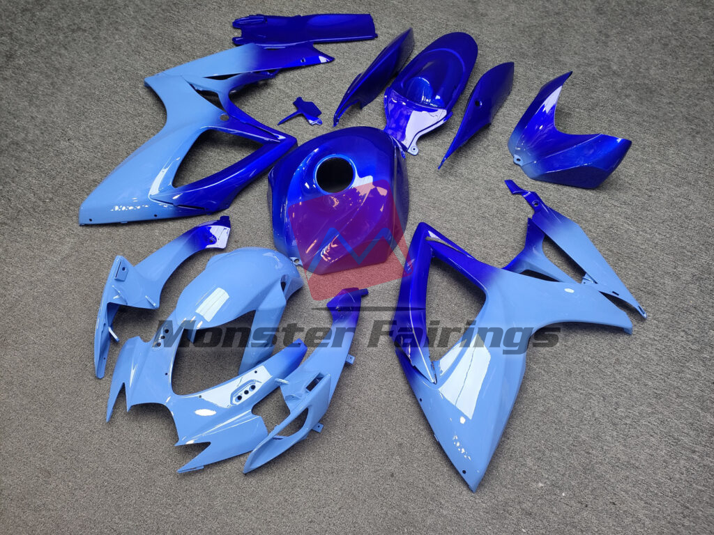 2006 - 2007 Suzuki GSXR 600 - 750 Gloss Blue Gradient fairing set - ABS injection, custom painted by Monster Fairings