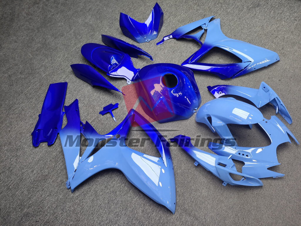 Suzuki GSXR 600 - 750 custom ABS fairings 2006 - 2007 in Gloss Blue Gradient - durable replacement kit, Monster Fairings