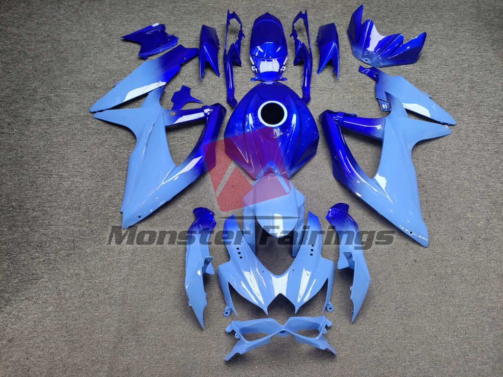 Suzuki GSXR 600 - 750 2008 - 2010 Gloss Blue Gradient ABS fairings - custom motorcycle bodywork kit by Monster Fairings