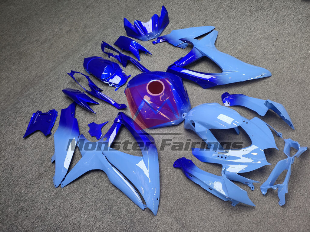 Suzuki GSXR 600 - 750 custom ABS fairings 2008 - 2010 in Gloss Blue Gradient - durable replacement kit, Monster Fairings