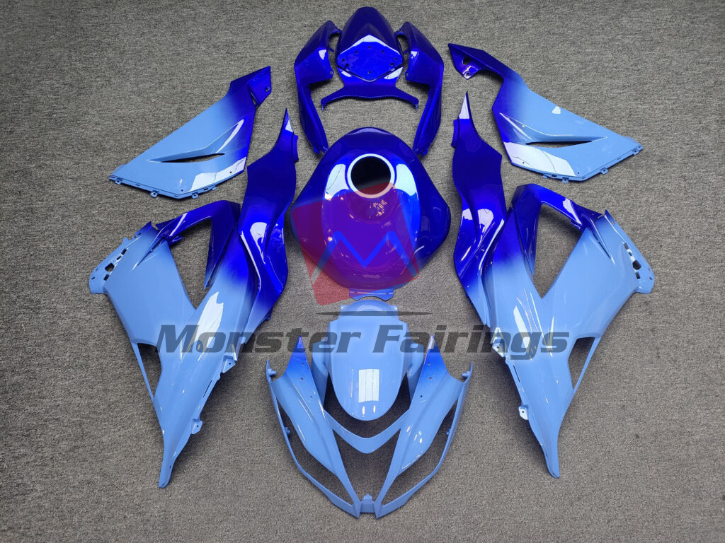 Kawasaki ZX6R 2013 - 2018 Gloss Blue Gradient ABS fairings - custom motorcycle bodywork kit by Monster Fairings