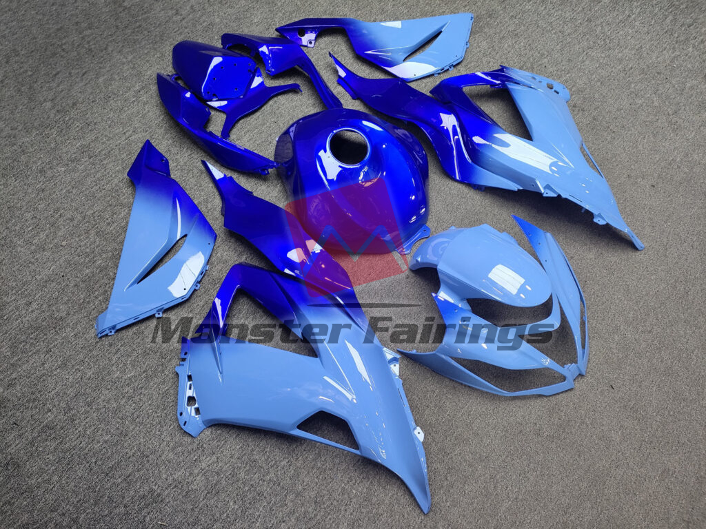Kawasaki ZX6R custom ABS fairings 2013 - 2018 in Gloss Blue Gradient - durable replacement kit, Monster Fairings