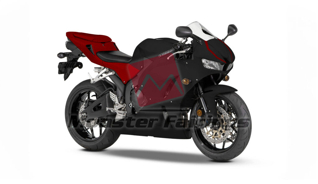 Gloss Black With Red Carbon Fiber Style ABS fairings for Honda CBR600RR 2013 - 2025 - premium OEM fit kit by Monster Fairings