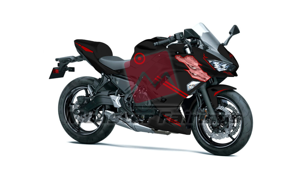 Matte & Gloss Black Split Anime ABS fairings for Kawasaki Ninja 650R 2020 - 2025 - premium OEM fit kit by Monster Fairings
