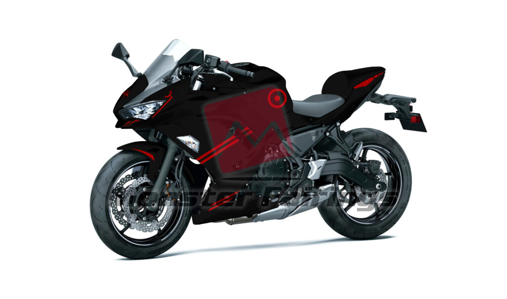 Kawasaki Ninja 650R custom ABS fairings 2020 - 2025 in Matte & Gloss Black Split Anime - durable replacement kit, Monster Fairings