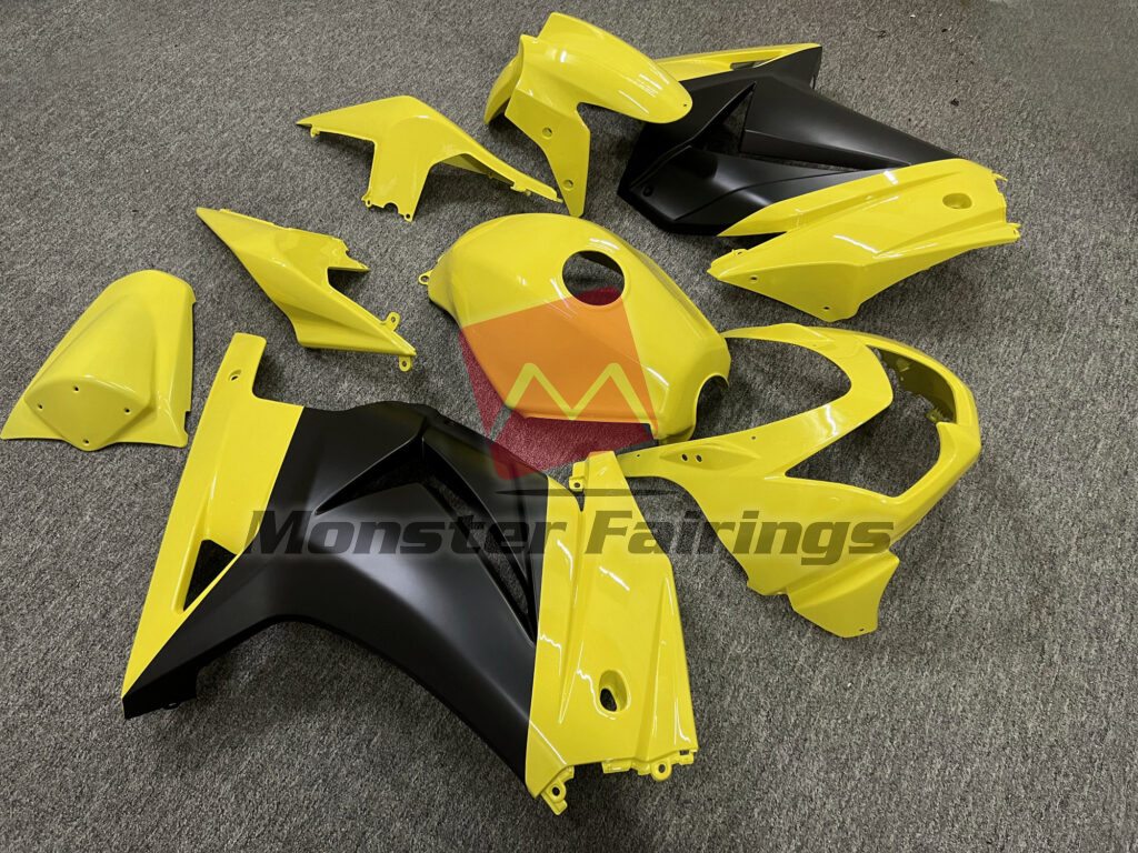 Kawasaki Ninja 250 custom ABS fairings 2008 - 2013 in Gloss Yellow & Matte Black - durable replacement kit, Monster Fairings