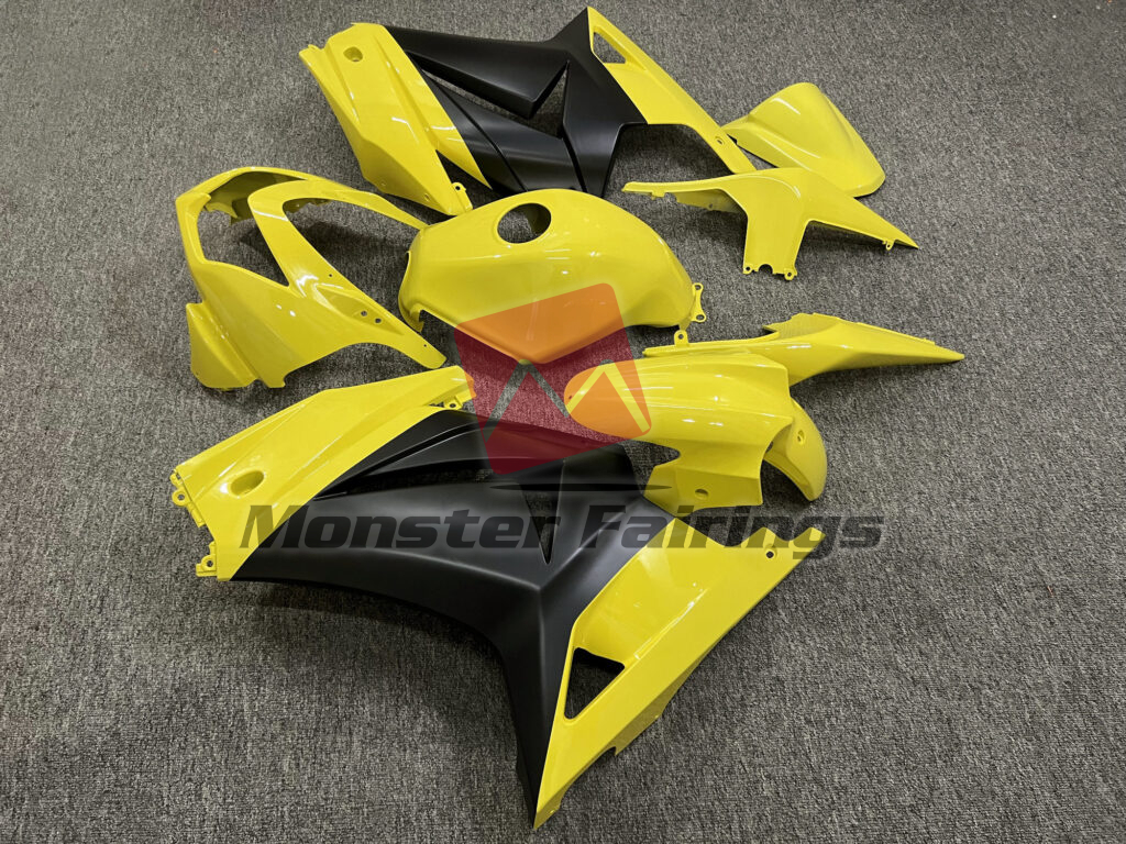 2008 - 2013 Kawasaki Ninja 250 Gloss Yellow & Matte Black fairing set - ABS injection, custom painted by Monster Fairings