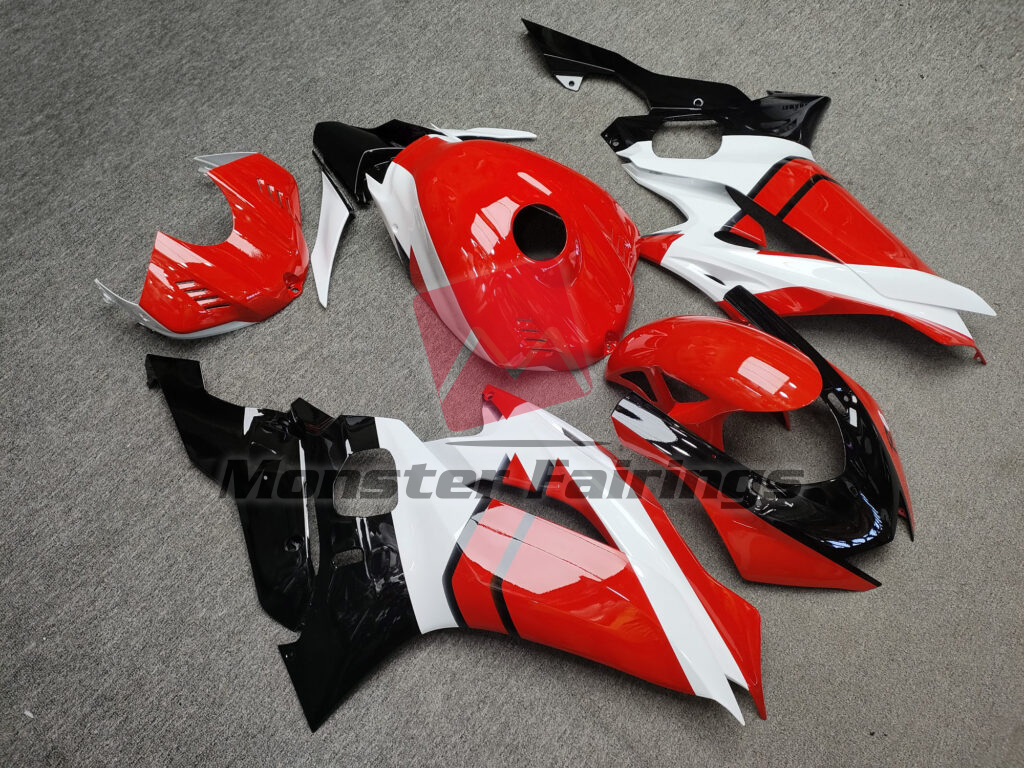 Yamaha R6 custom ABS fairings 2017 - 2022 in Gloss Red & White With Black - durable replacement kit, Monster Fairings