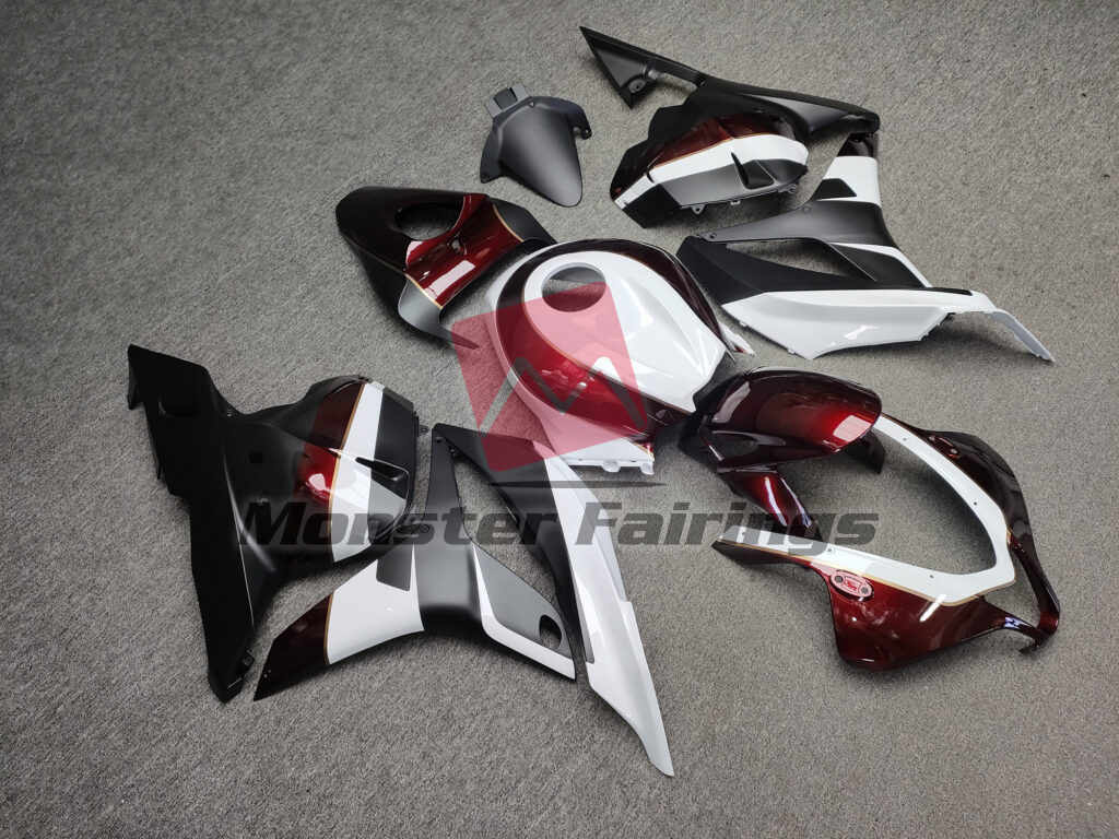Honda CBR600RR custom ABS fairings 2009 - 2012 in Gloss White With Candy Red & Matte Black - durable replacement kit, Monster Fairings