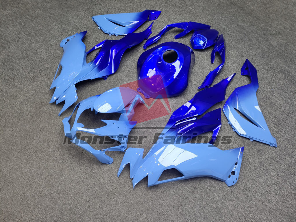 Kawasaki ZX6R custom ABS fairings 2019 - 2023 in Gloss Blue Gradient - durable replacement kit, Monster Fairings