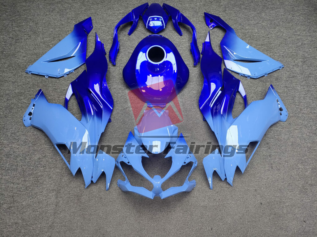 Kawasaki ZX6R 2019 - 2023 Gloss Blue Gradient ABS fairings - custom motorcycle bodywork kit by Monster Fairings