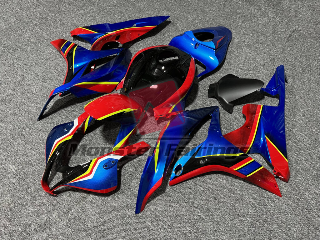 Gloss Deep Blue, Black With Red & High Vis Yellow ABS fairings for Honda CBR600RR 2007 - 2008 - premium OEM fit kit by Monster Fairings