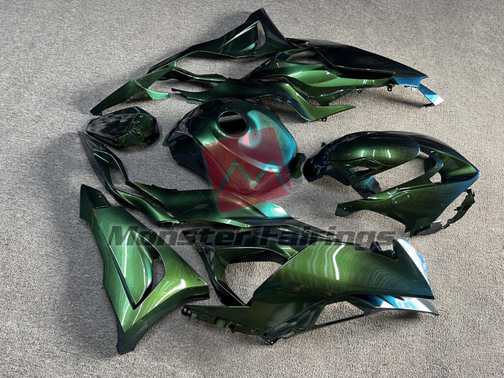 Kawasaki ZX6R custom ABS fairings 2024 - 2025 in Gloss Metallic Green - durable replacement kit, Monster Fairings
