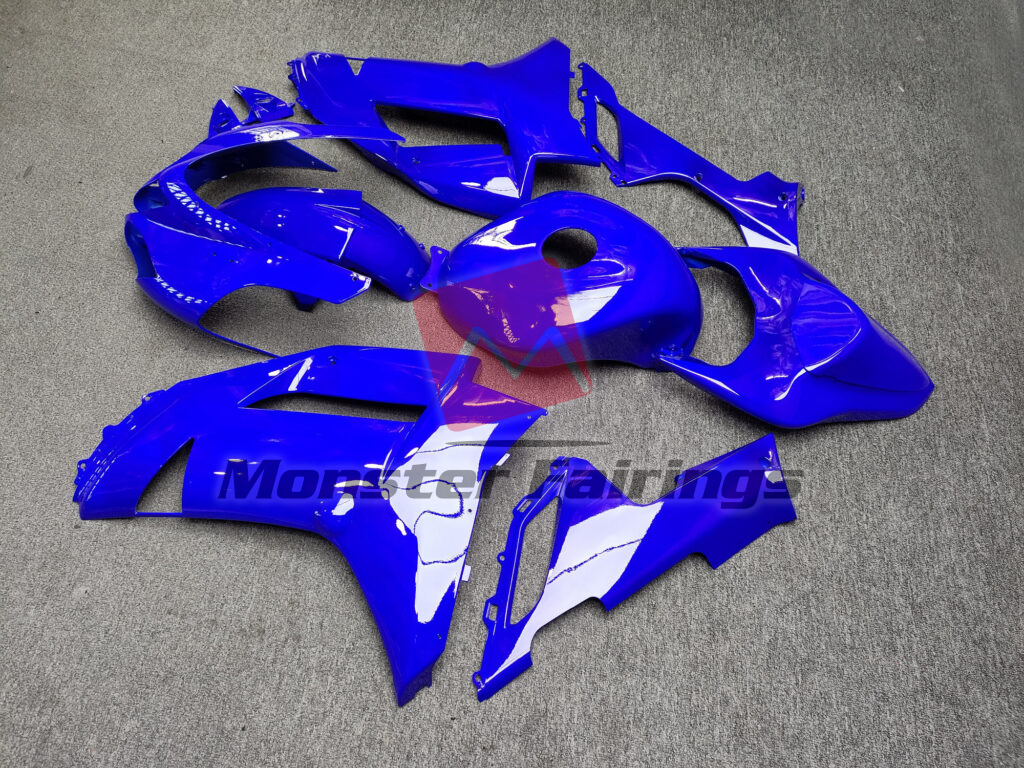 2007 - 2008 Kawasaki ZX6R Gloss Vibrant Blue fairing set - ABS injection, custom painted by Monster Fairings