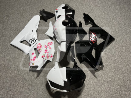 Honda CBR600RR 2013-2025 Gloss Black & White Cherry Blossom Split ABS Fairings | Monster Fairings
