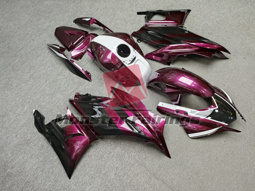 Gloss Metallic Fuchsia With Black & White ABS fairings for Yamaha R3 2022 - 2024 - premium OEM fit kit by Monster Fairings
