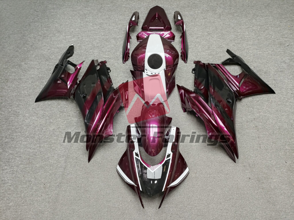 Yamaha R3 2022 - 2024 Gloss Metallic Fuchsia With Black & White ABS fairings - custom motorcycle bodywork kit by Monster Fairings