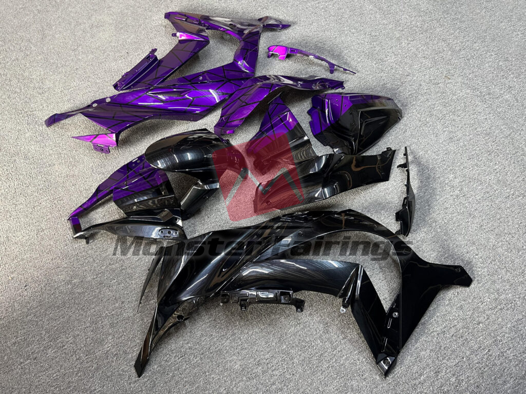 Gloss Deep Purple & Black Pattern Split ABS fairings for Kawasaki ZX10R 2011 - 2015 - premium OEM fit kit by Monster Fairings