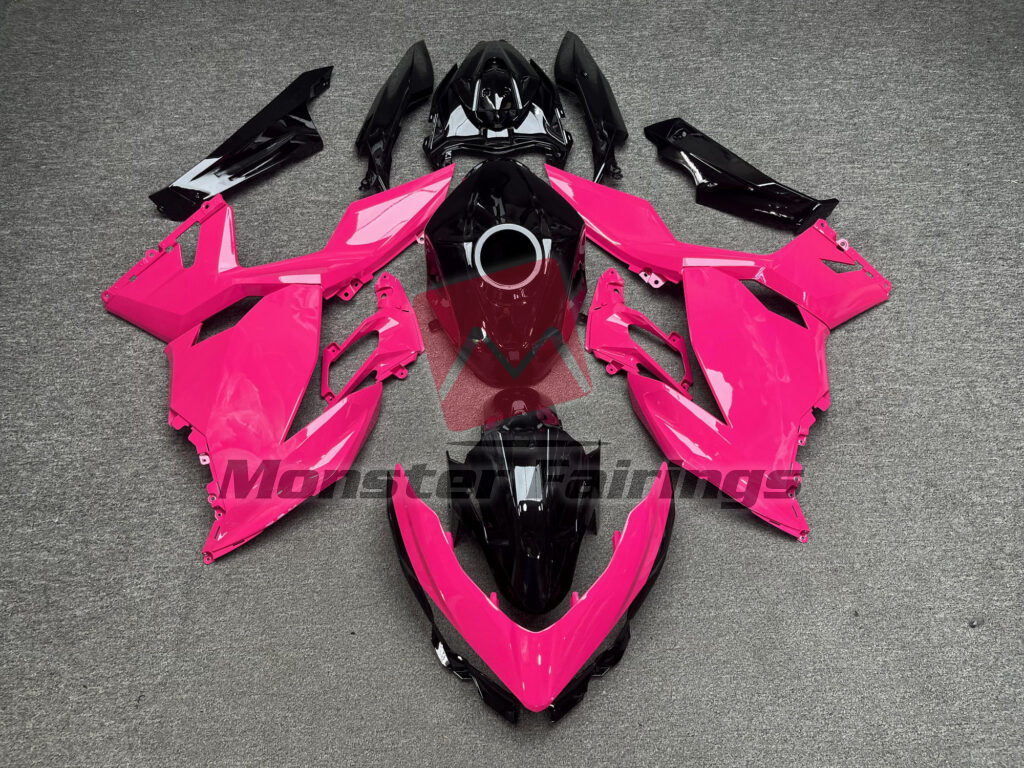 Kawasaki Ninja 400 2018 - 2024 Gloss Hot Pink & Black ABS fairings - custom motorcycle bodywork kit by Monster Fairings