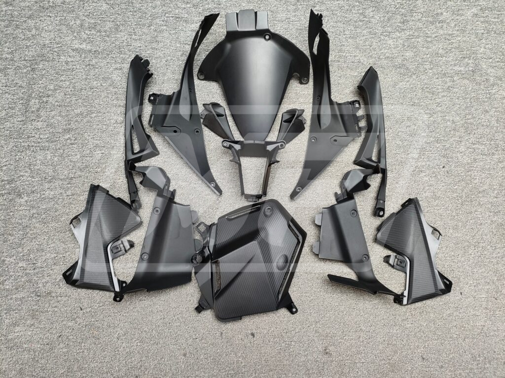 Honda CBR600RR 2013 - 2025 ABS fairings, Gloss Black With Red Carbon Fiber Style - high - quality motorcycle kit by Monster Fairings