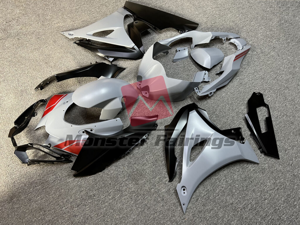 Matte Nardo Gray & Black With Red ABS fairings for Suzuki GSXR 1000 2017 - 2025 - premium OEM fit kit by Monster Fairings