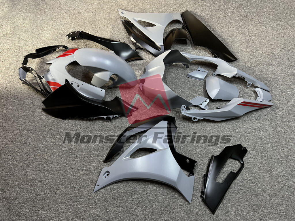 2017 - 2025 Suzuki GSXR 1000 Matte Nardo Gray & Black With Red fairing set - ABS injection, custom painted by Monster Fairings
