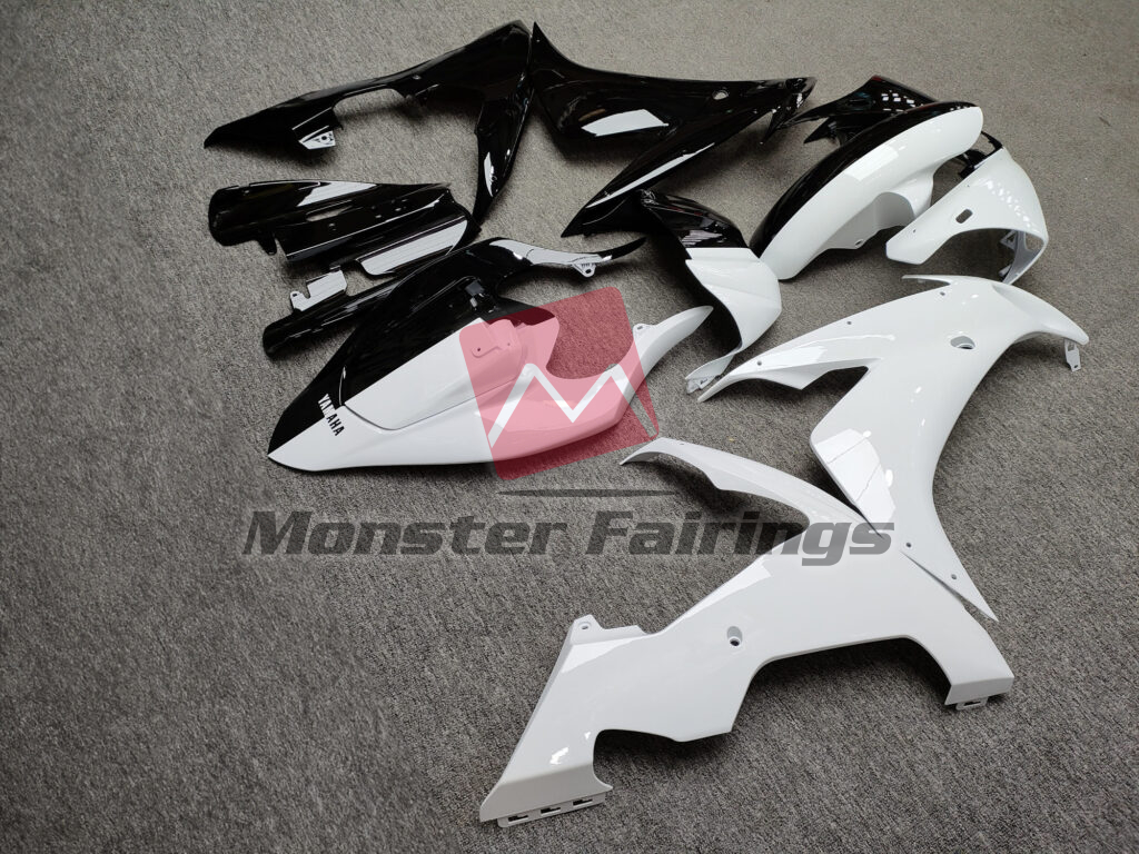 2004 - 2006 Yamaha R1 Gloss White & Black Split fairing set - ABS injection, custom painted by Monster Fairings