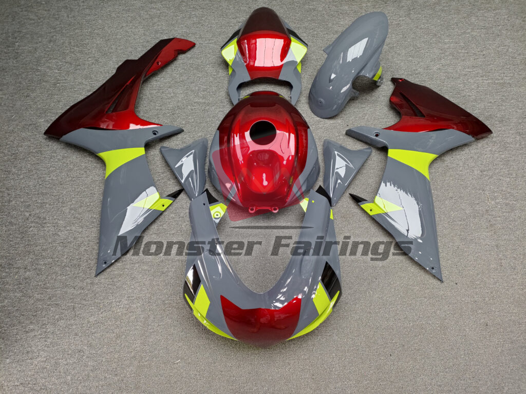 Suzuki GSXR 600 - 750 2011 - 2025 Matte Nardo Gray & Black With Red ABS fairings - custom motorcycle bodywork kit by Monster Fairings