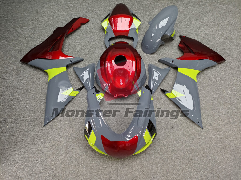 2011 - 2025 Suzuki GSXR 600 - 750 Matte Nardo Gray & Black With Red fairing set - ABS injection, custom painted by Monster Fairings