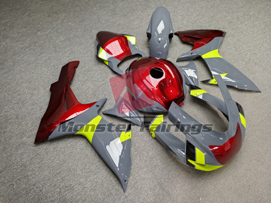 Suzuki GSXR 600 - 750 custom ABS fairings 2011 - 2025 in Matte Nardo Gray & Black With Red - durable replacement kit, Monster Fairings