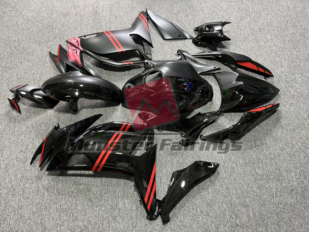 Kawasaki Ninja 650R 2020 - 2025 ABS fairings, Matte & Gloss Black Split Anime - high - quality motorcycle kit by Monster Fairings