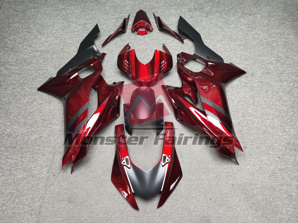 Yamaha R6 2017 - 2022 Gloss Candy Red & Matte Black ABS fairings - custom motorcycle bodywork kit by Monster Fairings
