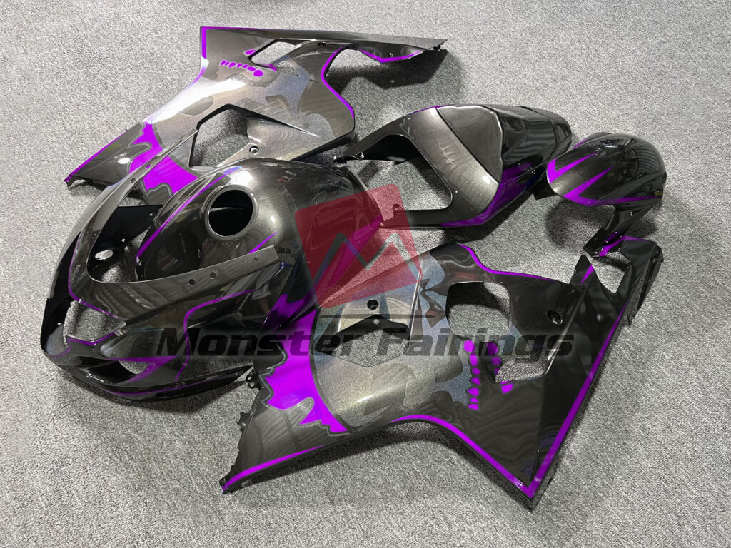 Gloss Metallic Black & Purple With Custom Skull ABS fairings for Suzuki GSXR 600 - 750 2004 - 2005 - premium OEM fit kit by Monster Fairings