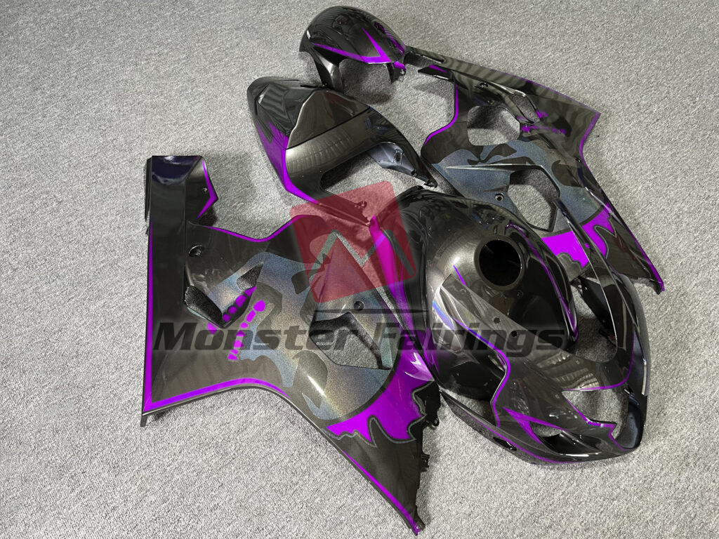 2004 - 2005 Suzuki GSXR 600 - 750 Gloss Metallic Black & Purple With Custom Skull fairing set - ABS injection, custom painted by Monster Fairings