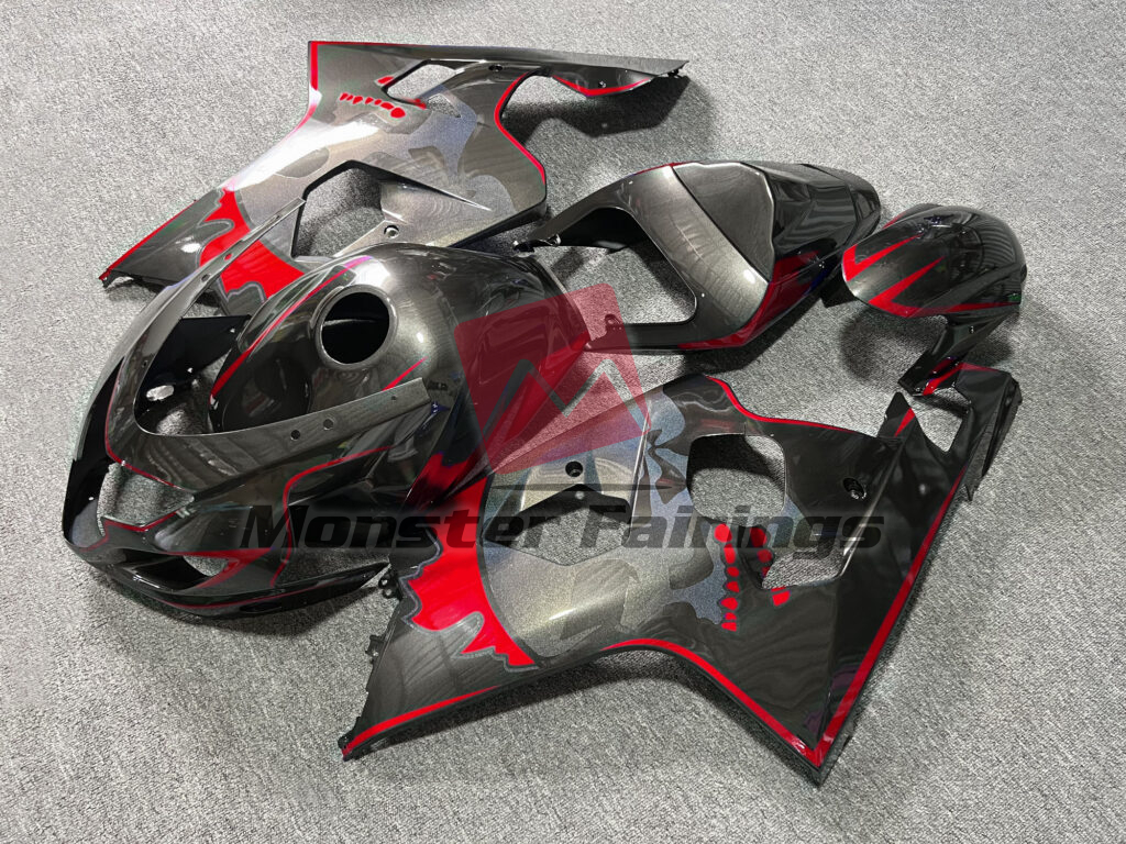 Gloss Metallic Black & Red With Custom Skull ABS fairings for Suzuki GSXR 600 - 750 2004 - 2005 - premium OEM fit kit by Monster Fairings