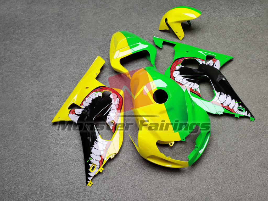 Gloss Yellow & Green Monster Split ABS fairings for Suzuki GSXR 600 - 750 2001 - 2003 - premium OEM fit kit by Monster Fairings
